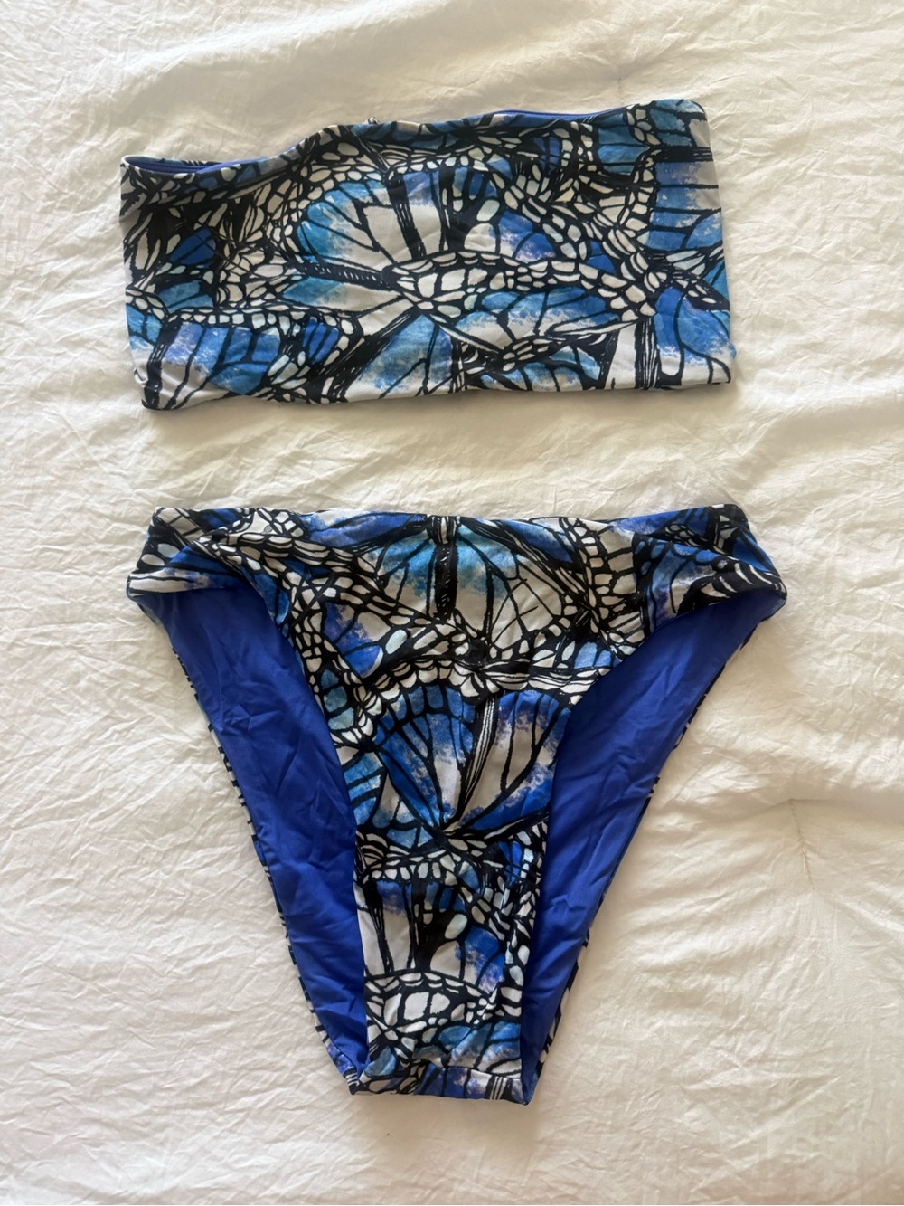 Toluca Blue Monarch Bandeau Bikini Set